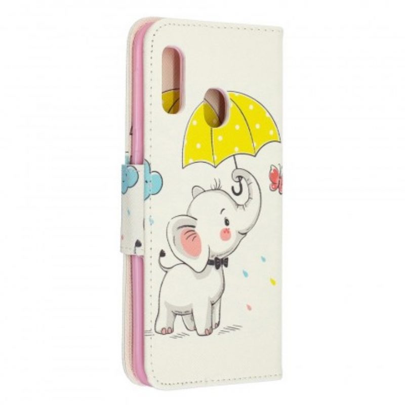 Leren Hoesje voor Samsung Galaxy A20e Baby Olifant