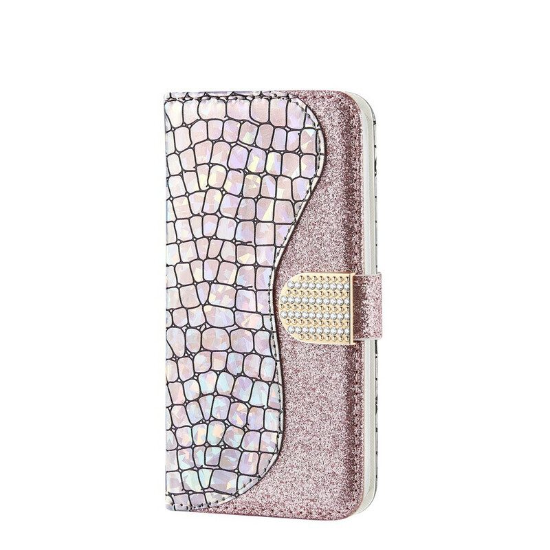 Leren Hoesje voor Samsung Galaxy A20e Krokodil Diamanten