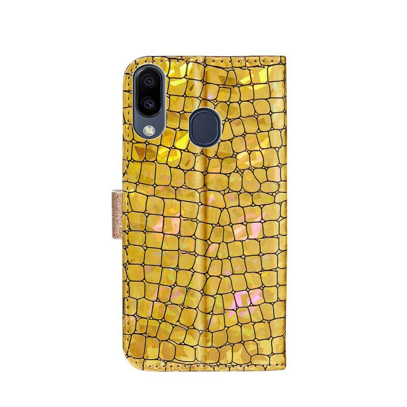 Leren Hoesje voor Samsung Galaxy A20e Krokodil Diamanten