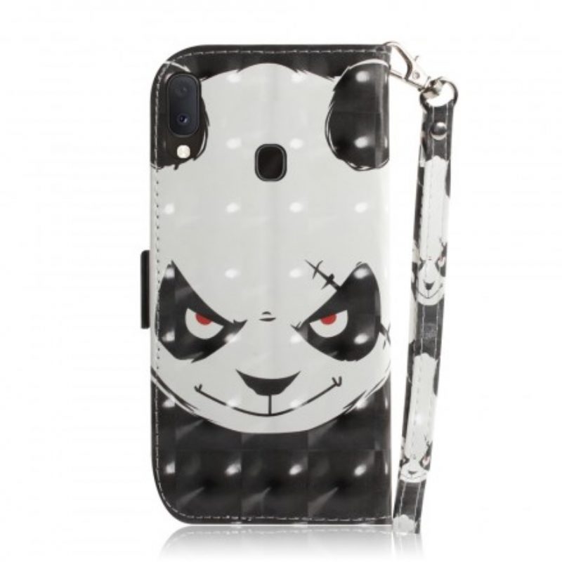 Leren Hoesje voor Samsung Galaxy A20e Met Ketting Boze Panda Met Lanyard