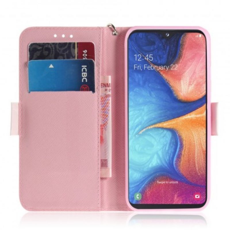 Leren Hoesje voor Samsung Galaxy A20e Met Ketting String Hamsters