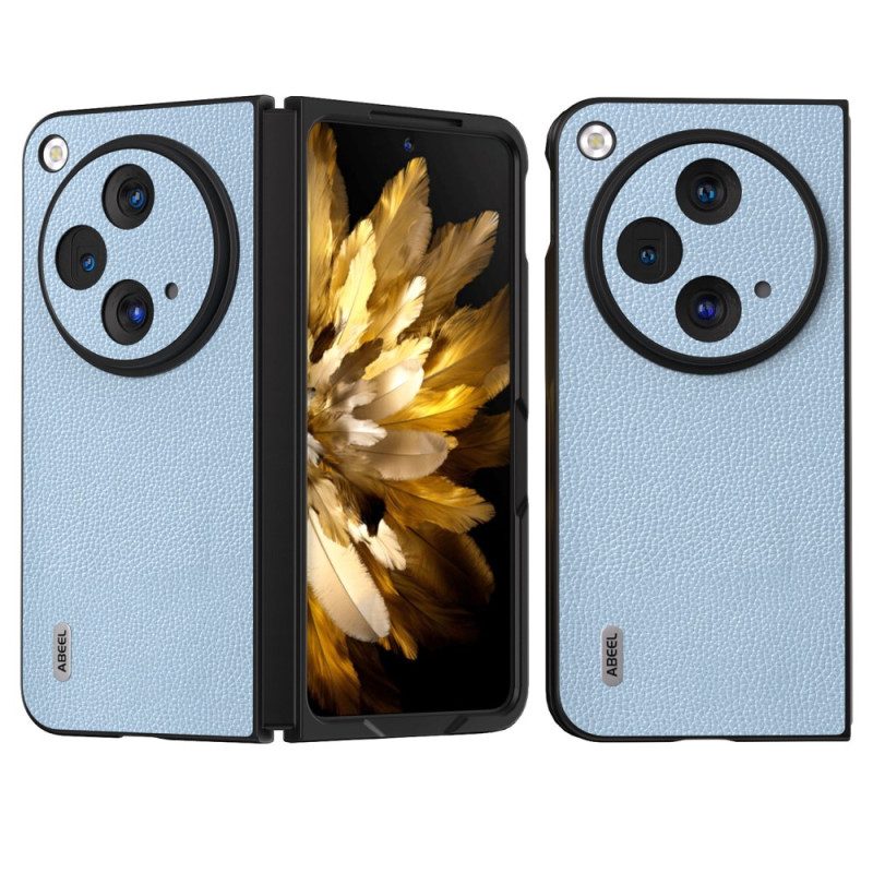 Cover Hoesje Oneplus Open Telefoonhoesje Abeel Litchi Natuurlijk Leer