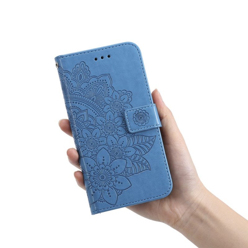 Folio-hoesje voor Xiaomi Redmi Note 12 Pro Plus Met Ketting Riem Bloem Mandala