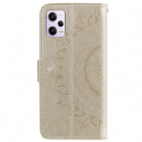 Leren Hoesje voor Poco X5 Pro 5G Mandala Zon Met Lanyard