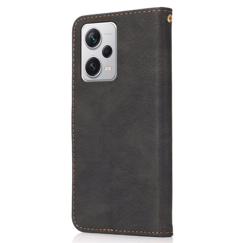 Leren Hoesje voor Poco X5 Pro 5G Met Ketting Tweekleurige Riem