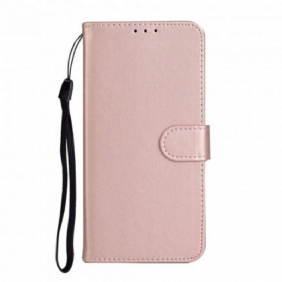 Folio-hoesje voor Xiaomi Mi Note 10 Lite Met Ketting Effen Kleur Serie Strappy