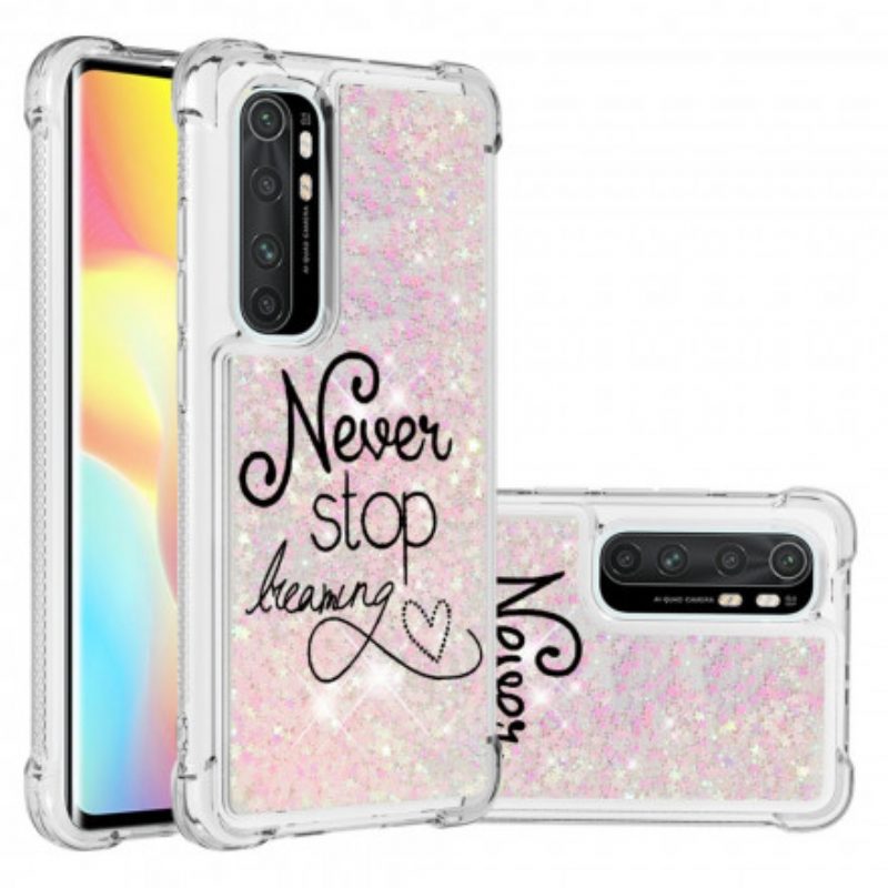 Hoesje voor Xiaomi Mi Note 10 Lite Stop Nooit Met Dromen Glitter