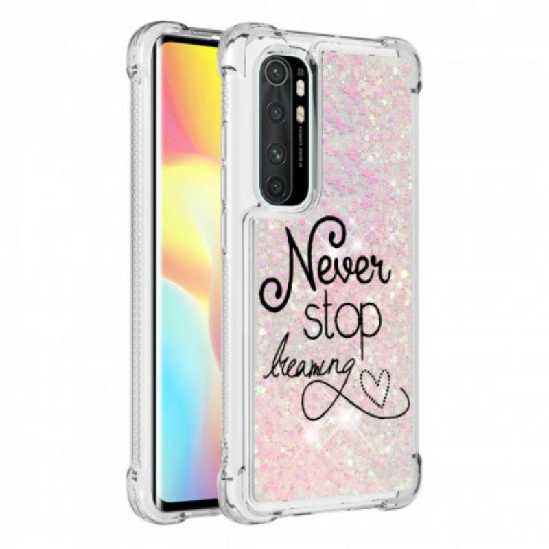 Hoesje voor Xiaomi Mi Note 10 Lite Stop Nooit Met Dromen Glitter