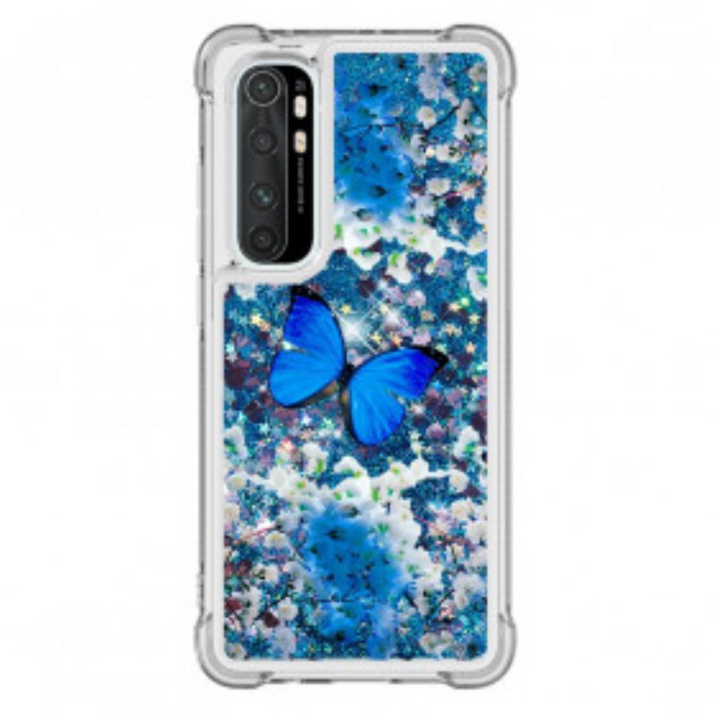 Telefoonhoesje voor Xiaomi Mi Note 10 Lite Glitter Blauwe Vlinders