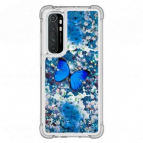 Telefoonhoesje voor Xiaomi Mi Note 10 Lite Glitter Blauwe Vlinders