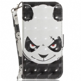 Flip Case voor OnePlus Nord 2T 5G Met Ketting Boze Panda Met Lanyard