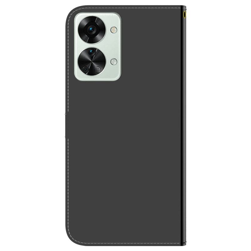 Flip Case voor OnePlus Nord 2T 5G Spiegeleffect Van Imitatieleer