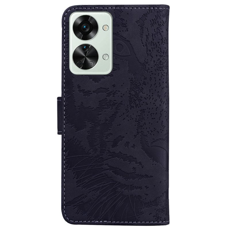 Flip Case voor OnePlus Nord 2T 5G Tijger Patroon