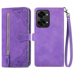 Folio-hoesje voor OnePlus Nord 2T 5G Met Ketting Kaarthouder En Portemonnee Met Lanyard