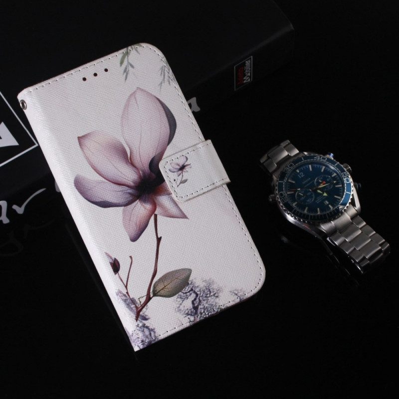 Folio-hoesje voor OnePlus Nord 2T 5G Met Ketting Strappy Roze Bloem