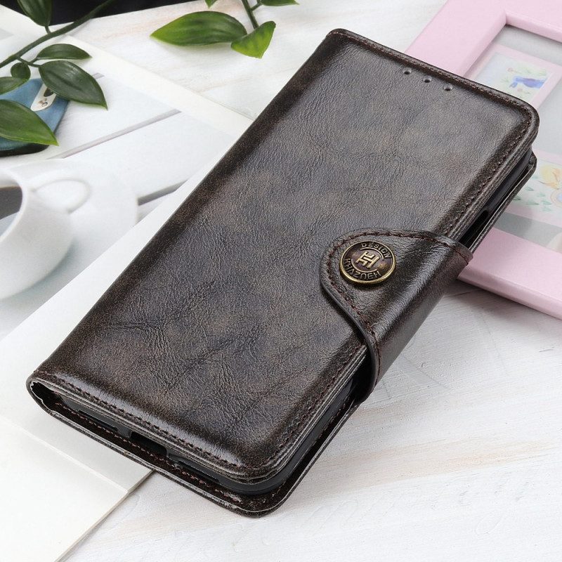 Folio-hoesje voor OnePlus Nord 2T 5G Vintage Knop Van Imitatieleer