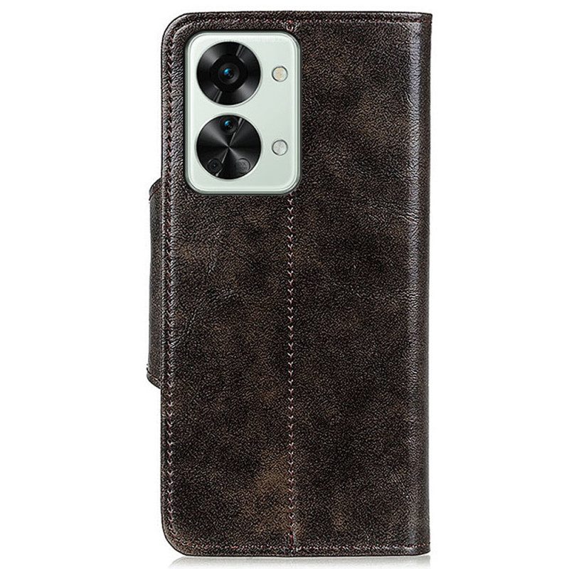 Folio-hoesje voor OnePlus Nord 2T 5G Vintage Knop Van Imitatieleer