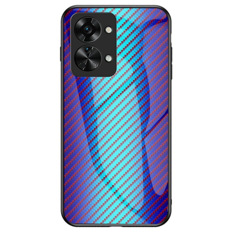 Hoesje voor OnePlus Nord 2T 5G Koolstofvezel Gehard Glas