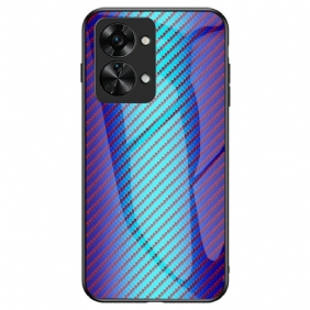 Hoesje voor OnePlus Nord 2T 5G Koolstofvezel Gehard Glas