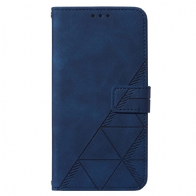 Leren Hoesje voor OnePlus Nord 2T 5G Driehoeken Met Lanyard