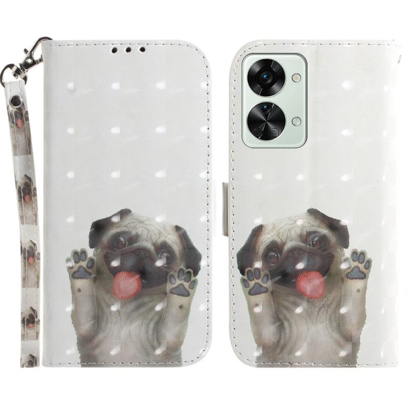 Leren Hoesje voor OnePlus Nord 2T 5G Met Ketting String Hond