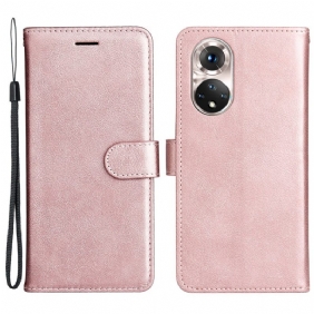 Flip Case voor Honor 50 Met Ketting Strappy Leereffect