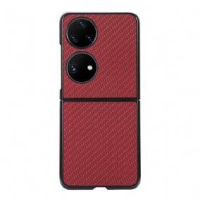 Hoesje voor Huawei P50 Pocket Getextureerde Koolstofvezel