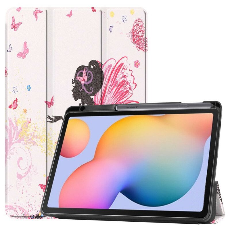 Bescherming Hoesje voor Samsung Galaxy Tab S6 Lite Floral Fairy Potlood Houder