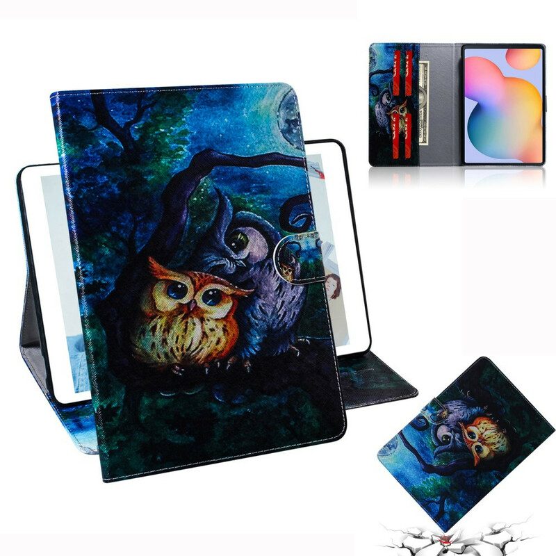 Flip Case voor Samsung Galaxy Tab S6 Lite Uilen Schilderen