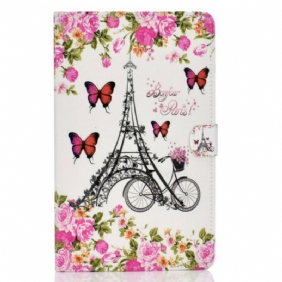 Folio-hoesje voor Samsung Galaxy Tab S6 Lite Eiffeltoren Fiets