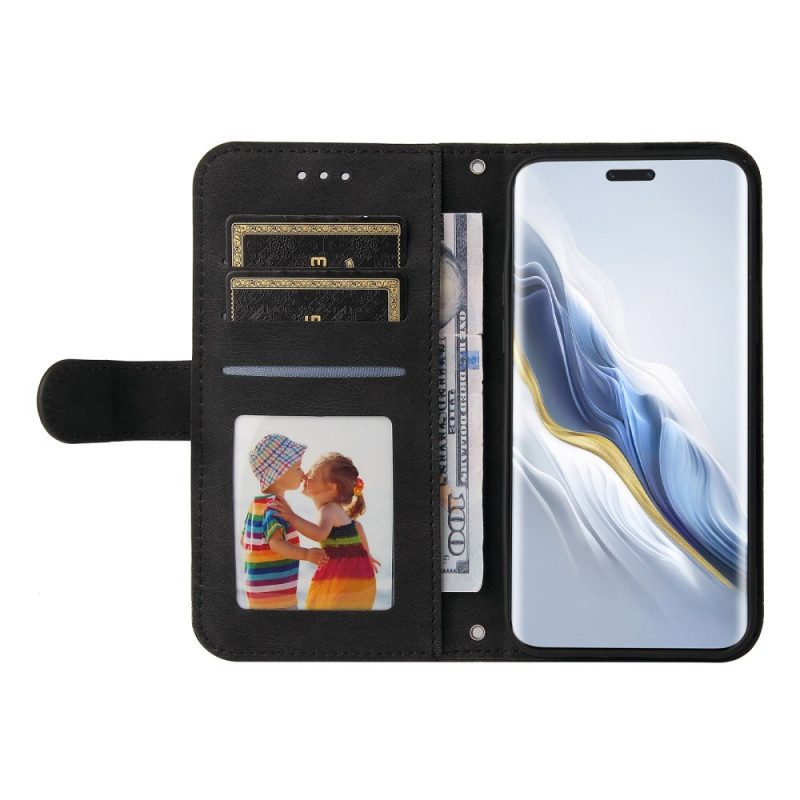 Flip Case Leren Honor Magic 6 Pro Klinknagel En Riem