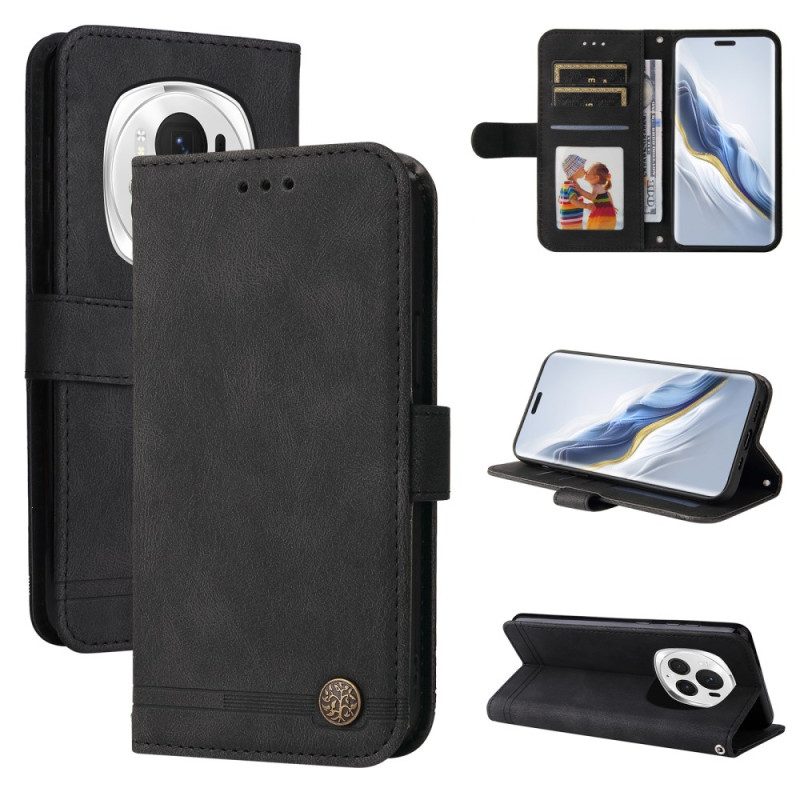 Flip Case Leren Honor Magic 6 Pro Klinknagel En Riem