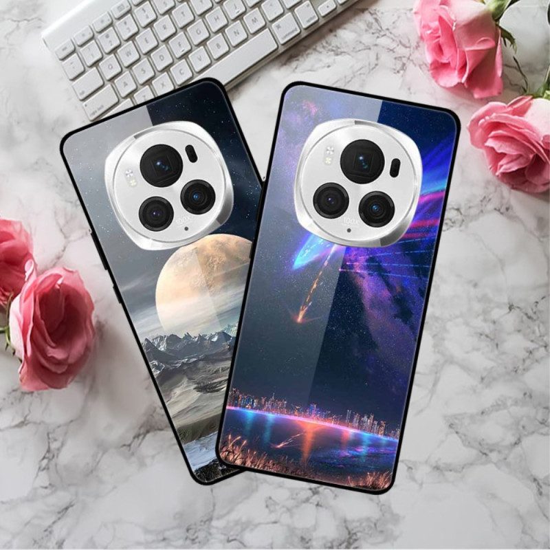 Hoesje Honor Magic 6 Pro Kosmisch Gehard Glas