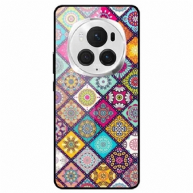 Hoesje Honor Magic 6 Pro Patchwork Gehard Glas Bescherming Hoesje