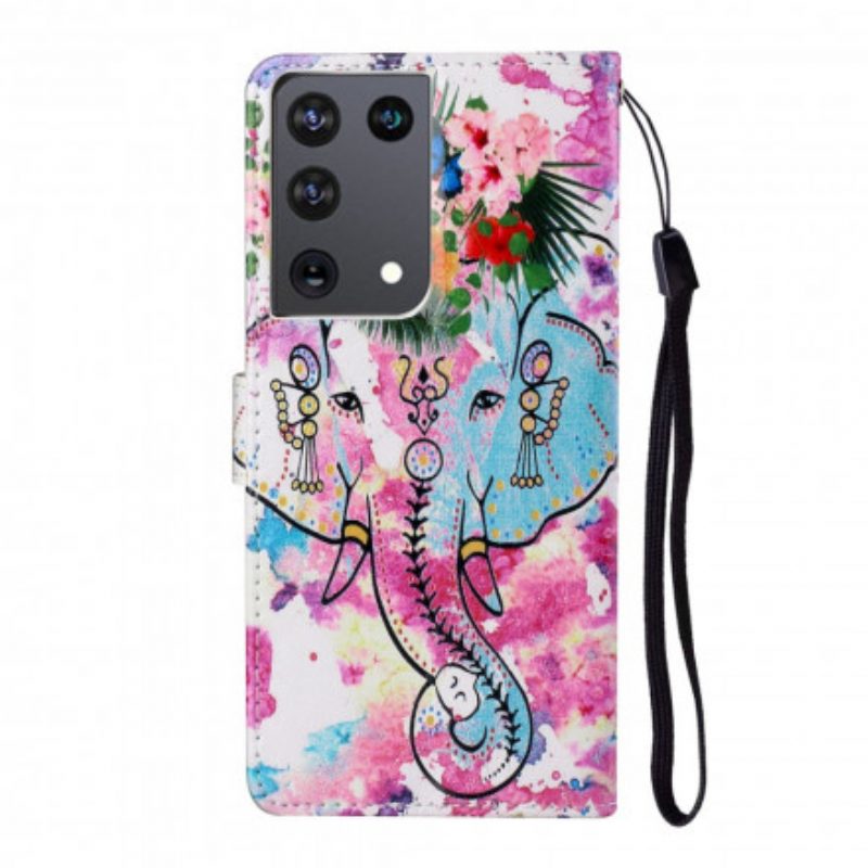 Flip Case voor Samsung Galaxy S21 Ultra 5G Koning Olifant