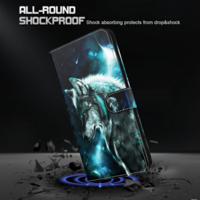 Flip Case voor Samsung Galaxy S21 Ultra 5G Majestueuze Wolf