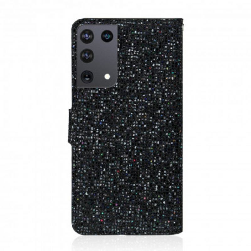 Flip Case voor Samsung Galaxy S21 Ultra 5G Pailletten S-ontwerp