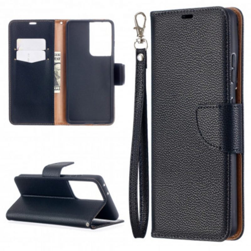 Folio-hoesje voor Samsung Galaxy S21 Ultra 5G Flip Case Lychee Rabat Schuin