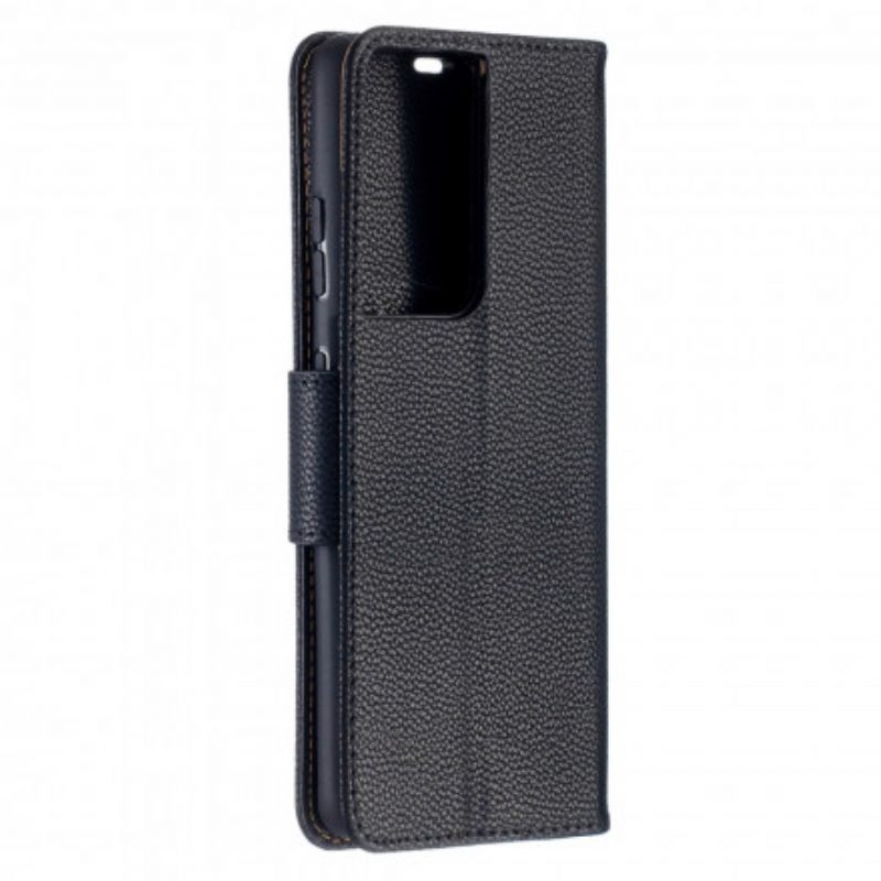 Folio-hoesje voor Samsung Galaxy S21 Ultra 5G Flip Case Lychee Rabat Schuin