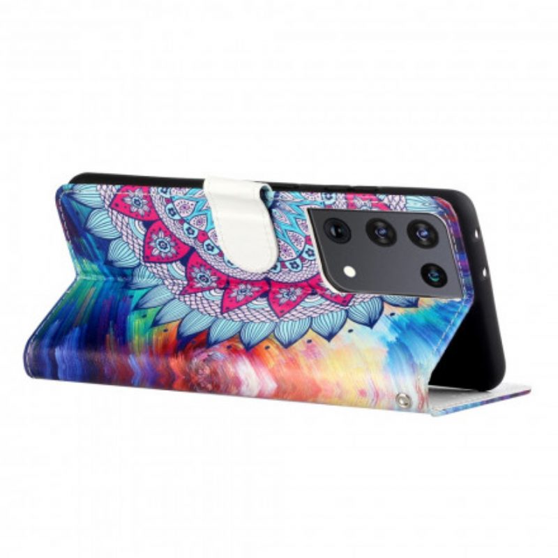 Folio-hoesje voor Samsung Galaxy S21 Ultra 5G Koning Mandala