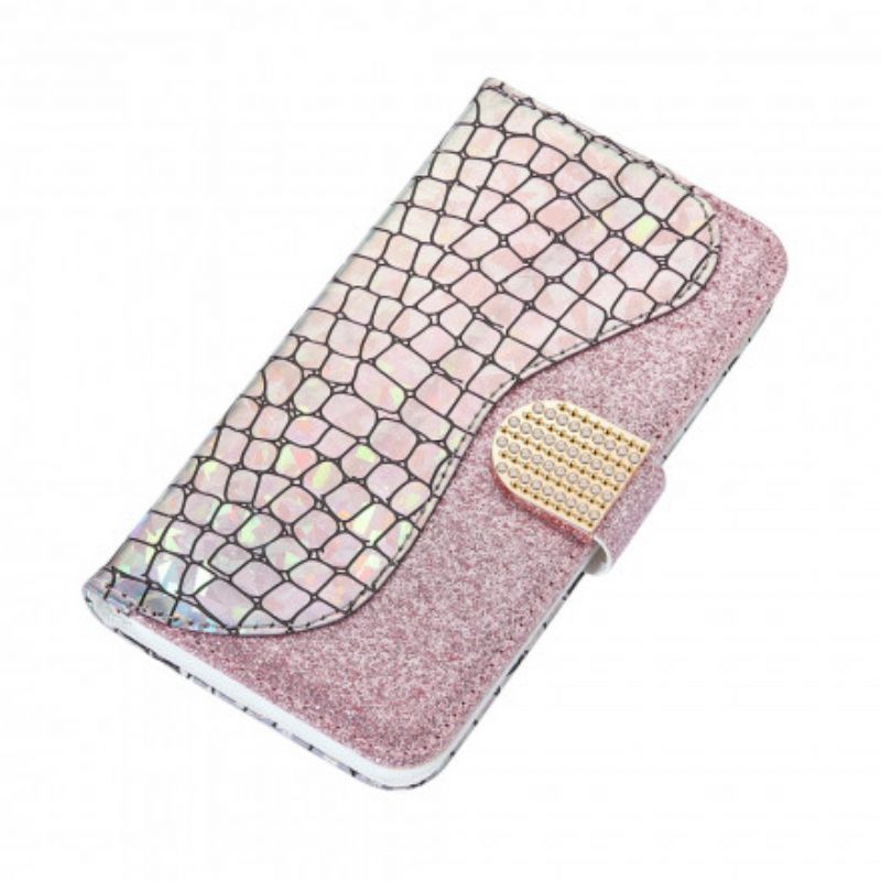 Folio-hoesje voor Samsung Galaxy S21 Ultra 5G Krokodil Diamanten