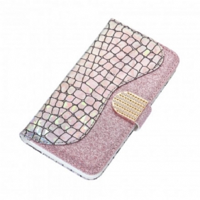 Folio-hoesje voor Samsung Galaxy S21 Ultra 5G Krokodil Diamanten