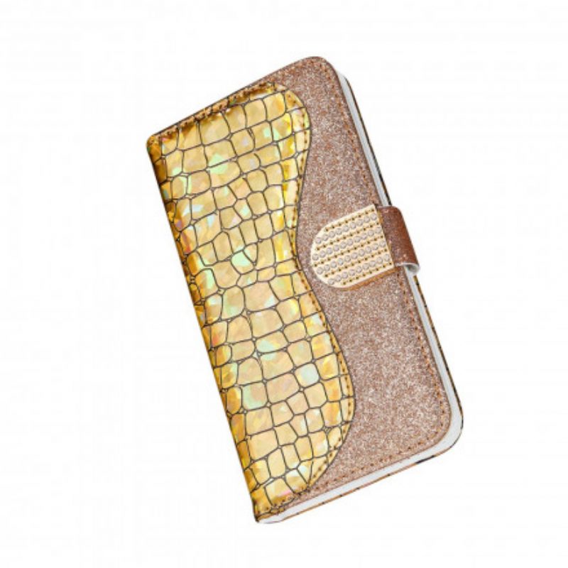 Folio-hoesje voor Samsung Galaxy S21 Ultra 5G Krokodil Diamanten