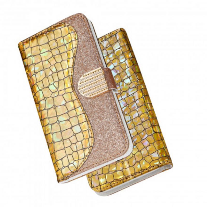 Folio-hoesje voor Samsung Galaxy S21 Ultra 5G Krokodil Diamanten