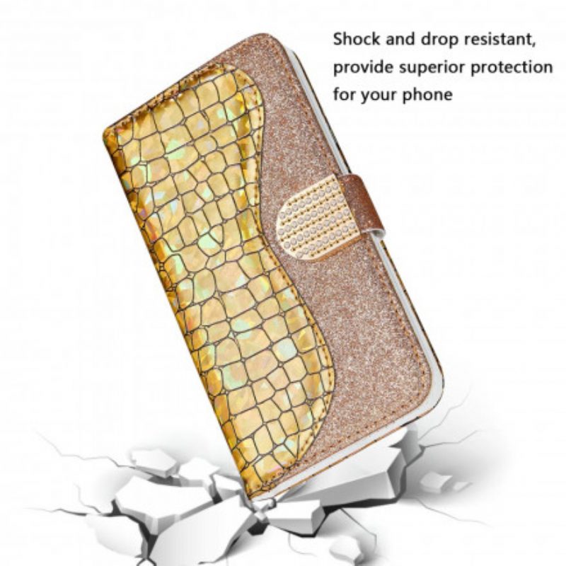 Folio-hoesje voor Samsung Galaxy S21 Ultra 5G Krokodil Diamanten