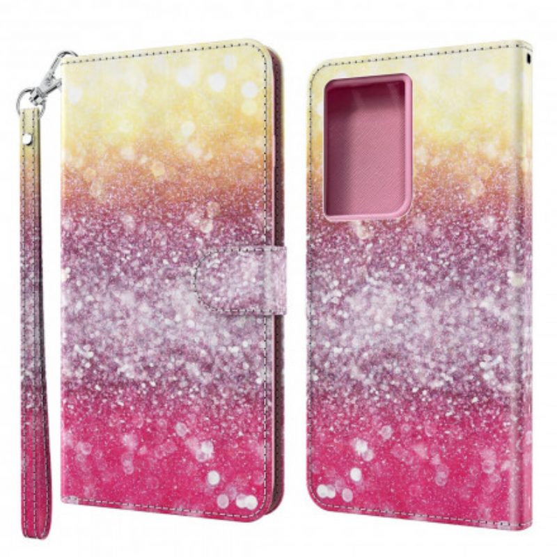 Folio-hoesje voor Samsung Galaxy S21 Ultra 5G Magenta Glitterverloop