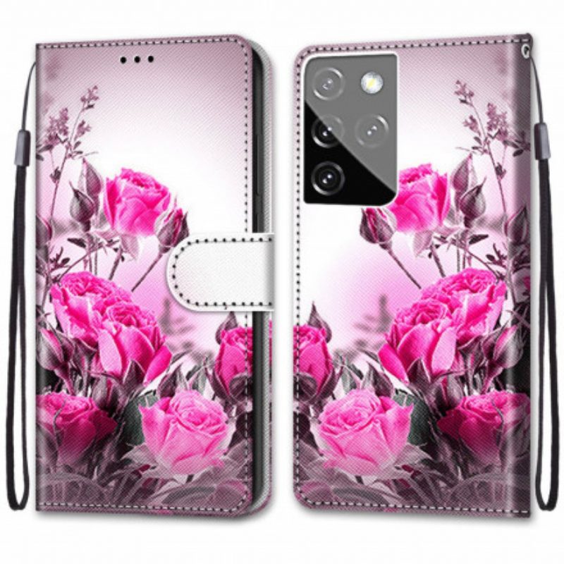 Folio-hoesje voor Samsung Galaxy S21 Ultra 5G Magische Bloemen