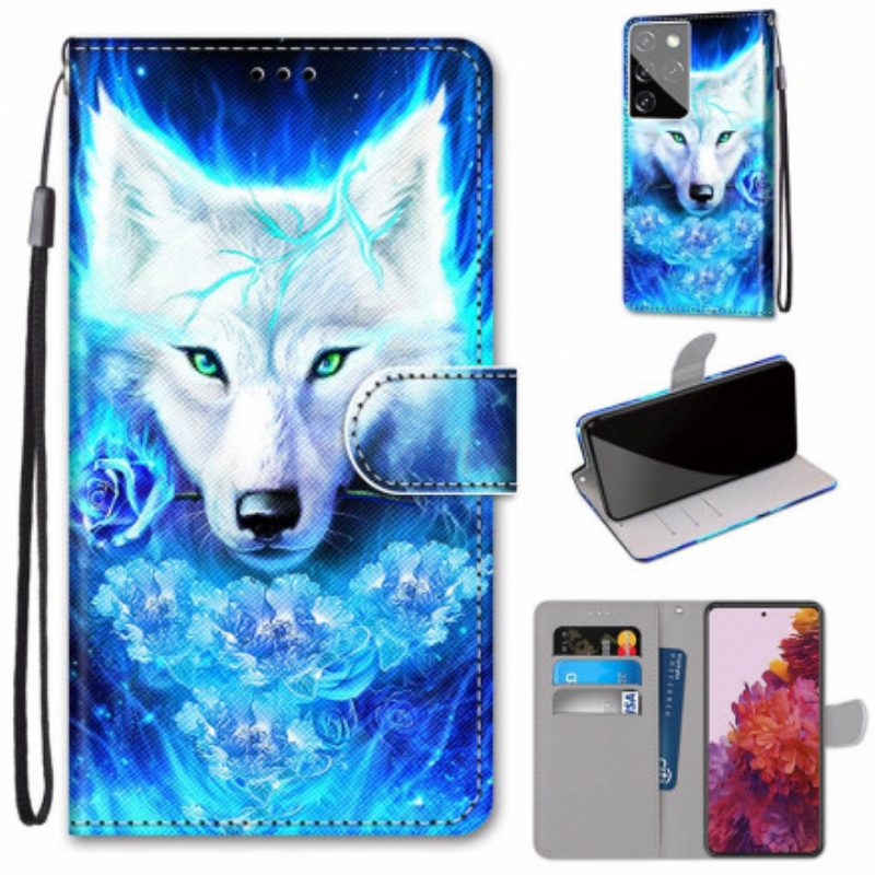 Folio-hoesje voor Samsung Galaxy S21 Ultra 5G Magische Wolf