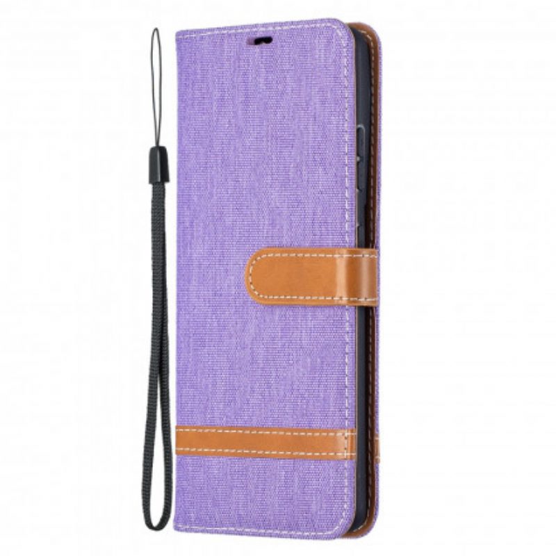 Folio-hoesje voor Samsung Galaxy S21 Ultra 5G Met Ketting Band Van Stof En Leereffect