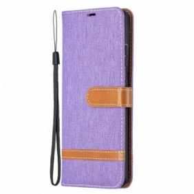 Folio-hoesje voor Samsung Galaxy S21 Ultra 5G Met Ketting Band Van Stof En Leereffect